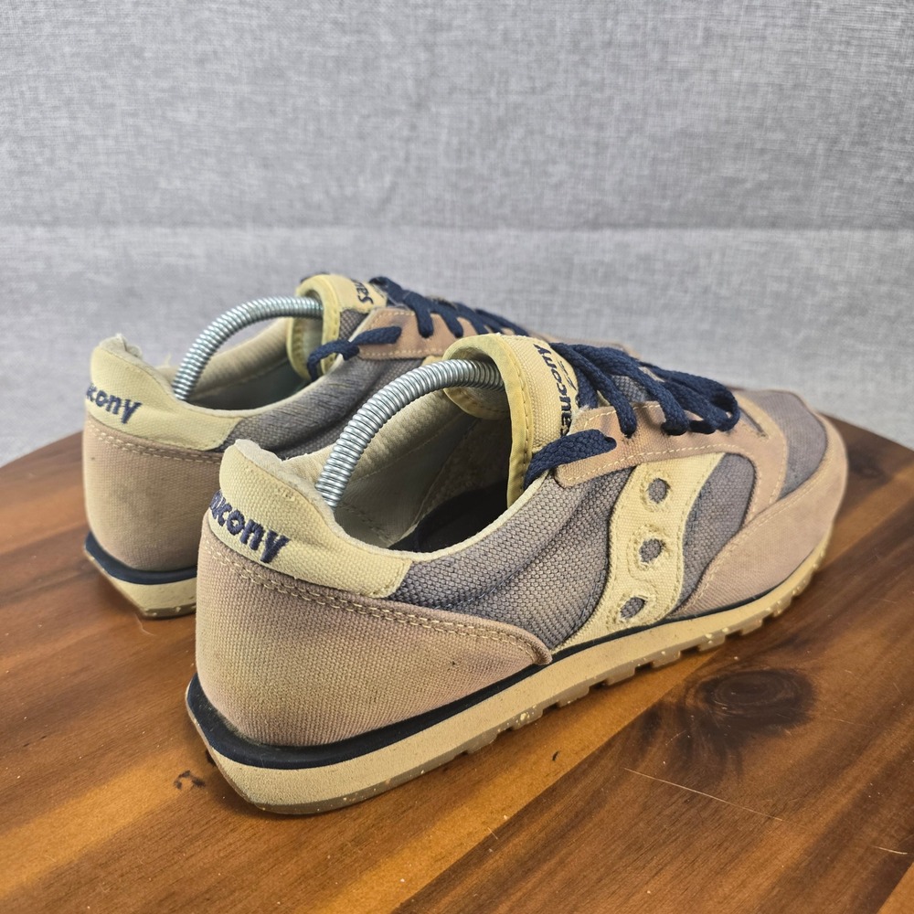 Saucony Jazz Low Pro Mens 10.5 Tan Grey Navy Textile Running Shoes 60687 - Picture 6 of 13
